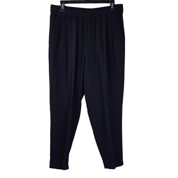 Eileen Fisher Black Pull On High Waist Pants Sz M Pleated Lightweight Capsule - Picture 1 of 7